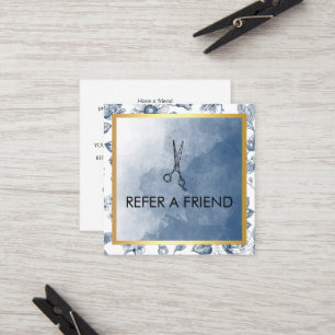 Carte De Référencement Liste de cheveux Vintage Blue Floral Salon