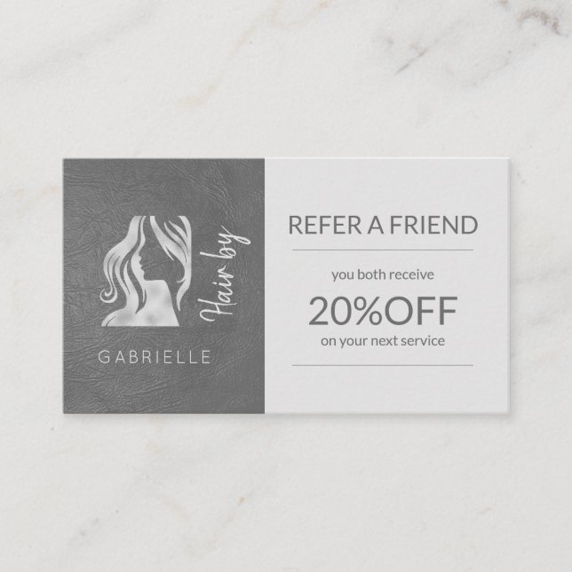 Carte De Référencement Logo Silver Grey Hairstyle Référer un Modèle ami (Devant)