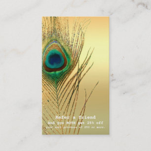 Carte De Référencement L'or Boho exotique de plume de paon se réfèrent un