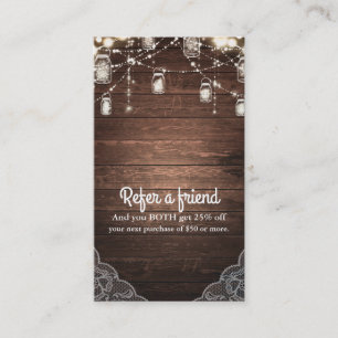 Carte De Référencement Lumières de Chaîne Rustiques Pot de Maçon Lace Réf
