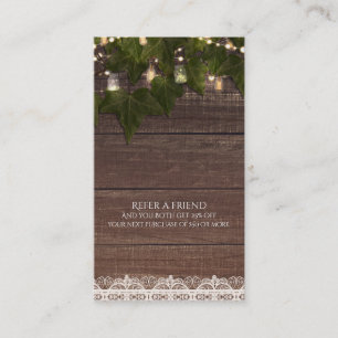 Carte De Référencement Lumières de lierre Jar Rustique Mason Référer un a