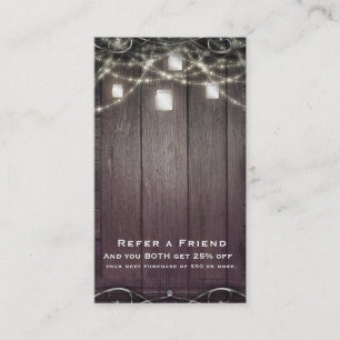 Carte De Référencement Lumières en Bois Rustique & Pots de Maçon Référez 