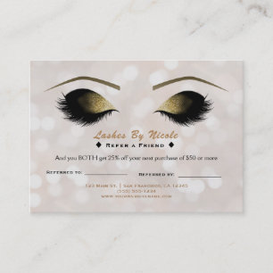 Carte De Référencement Luminaires blancs Lashes de maquillage Référer Ami
