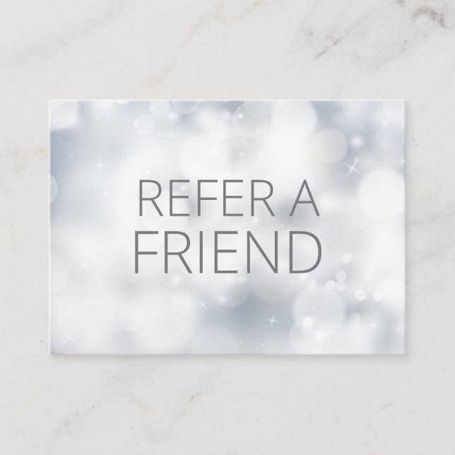 Carte De Référencement Luxe Silver Bokeh Salon Spa client (Devant)