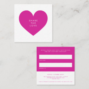Carte De Référencement Magenta Heart Minimalist Partagez l'amour