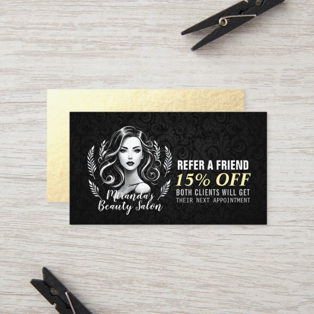 Carte De Référencement Maquillage Artiste Cheveux Styliste Beauté Salon L (Devant/Arrière en situation)