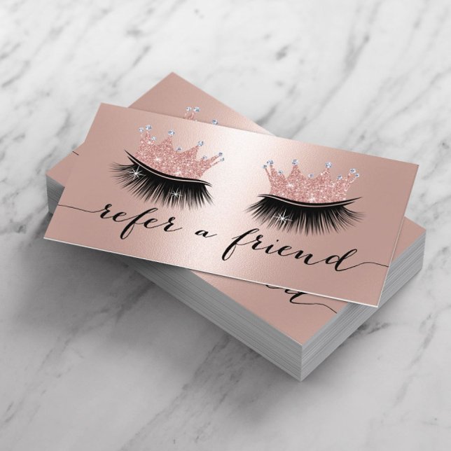 Carte De Référencement Maquillage Artiste Couronne Lashes Rose Gold (Créateur téléchargé)