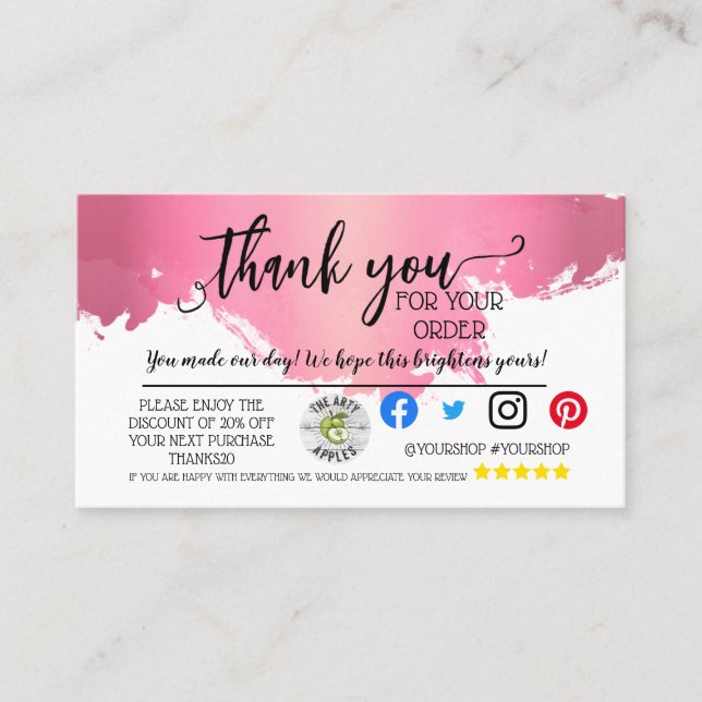 Carte De Référencement Merci d'affaires Insérer un emballage moderne de c (Devant)