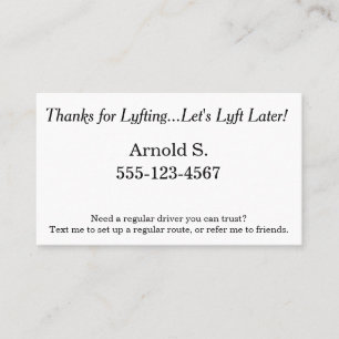 Carte De Référencement Merci pour Lyfting. Laissez-nous Lyft plus tard !