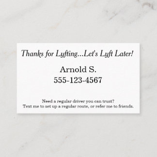 Carte De Référencement Merci pour Lyfting. Laissez-nous Lyft plus tard !