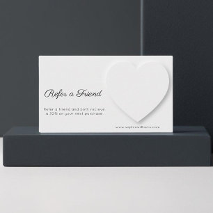 Carte De Référencement minimaliste de coeur blanc d'ombre 3D