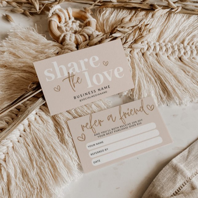 Carte De Référencement Modern Boho Refer A Friend Discount Coupon Card (Refer a Friend Discount Business Card)