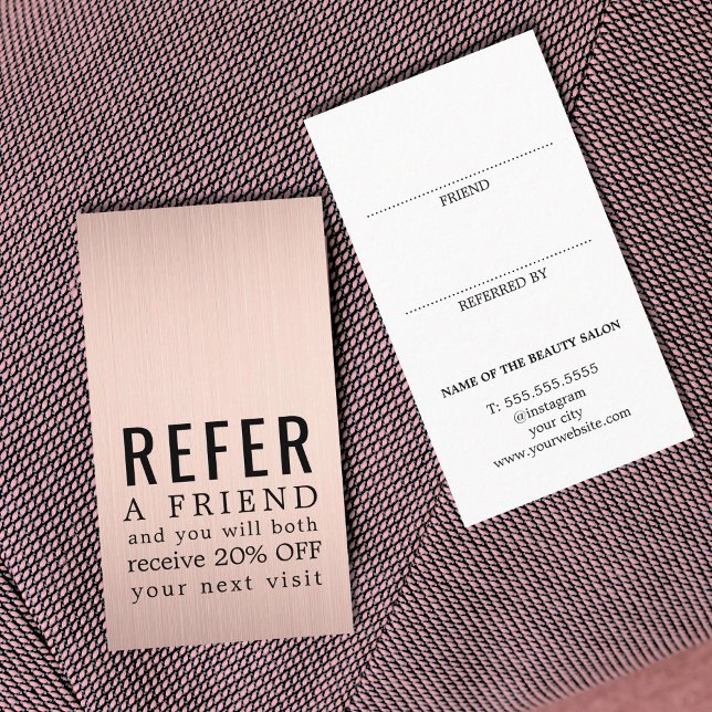 Carte De Référencement Modern Elegant Bold Faux Rose Gold Beauty Salon (Créateur téléchargé)