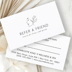 Carte De Référencement Moderne, Art Line, Femme, Feuilleté, Salon, Blanc
