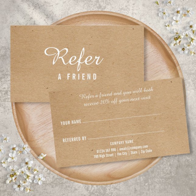 Carte De Référencement Moderne minimaliste Kraft Professionnel (Modern Minimalist Kraft Professional Referral Card)