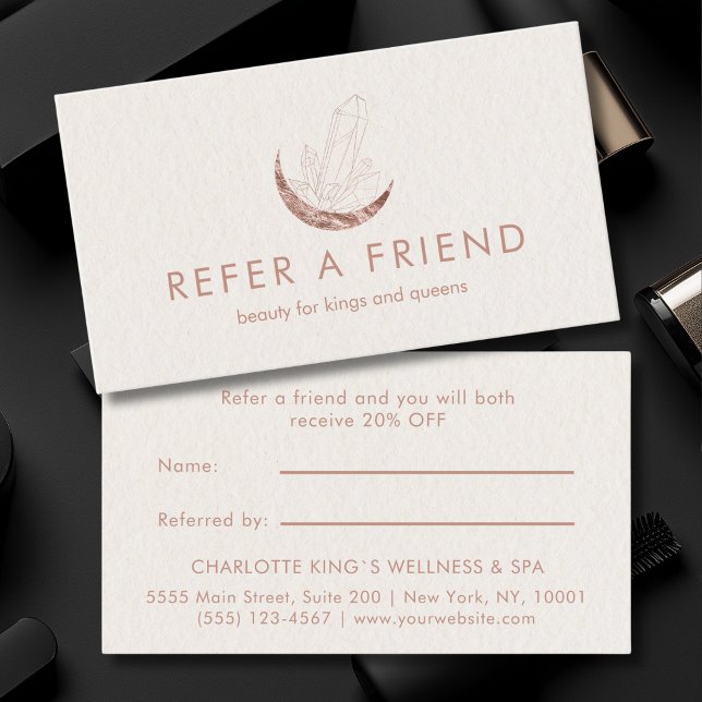 Carte De Référencement Moon Crystal Energy Healer Salon Beige (Moon Crystal Energy Healer Salon Beige Referral Card)