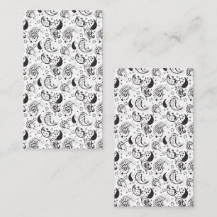 Carte De Référencement Motif cachemire noir et blanc – Élégante œuvre d'a