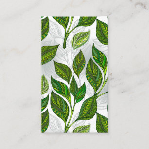 Carte De Référencement Motif sans couture avec Feuilles de thé vert