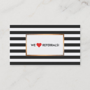 Carte De Référencement Noir et blanc rayé rouge coeur aiguillage