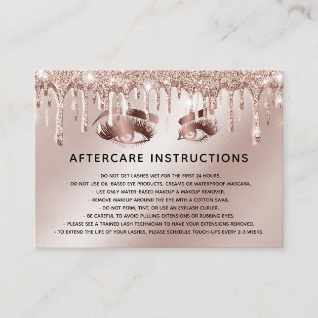 Carte De Référencement Oeil or Rose tendance avec gouttes d'or (Devant)