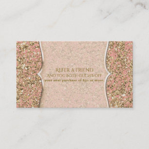 Carte De Référencement Paillettes roses et or Glamour Chic Parrainer un a