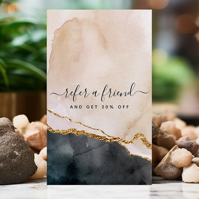 Carte De Référencement Papier Marbré Rose Or Noir Entreprise (Créateur téléchargé)