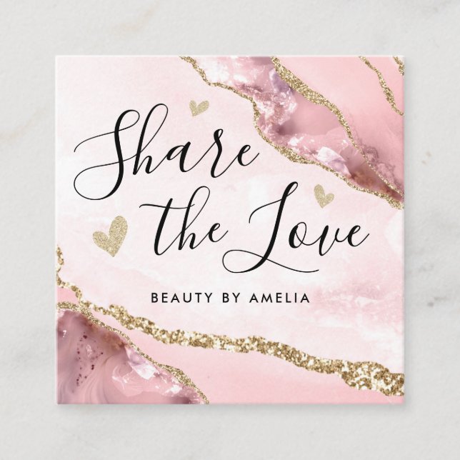 Carte De Référencement Parties scintillant en marbre rose vif Agate chic  (Devant)