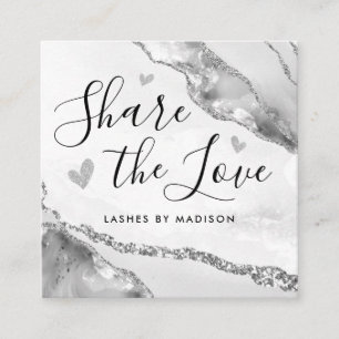 Carte De Référencement Parties scintillant gris argent marbre Agate chic 