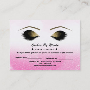 Carte De Référencement Parties scintillant rose blanc Lashes Référencez A