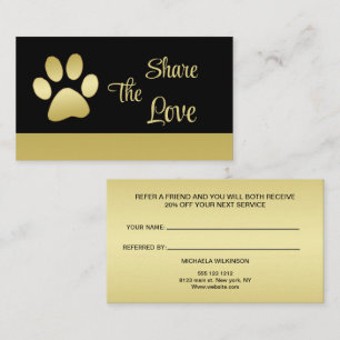Carte De Référencement Paw chien brillant or sur le service de grossissem