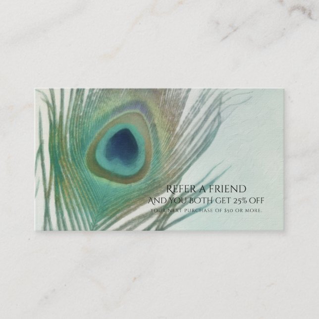 Carte De Référencement Peacock Feather Boho Aquarelle recommander un ami (Devant)