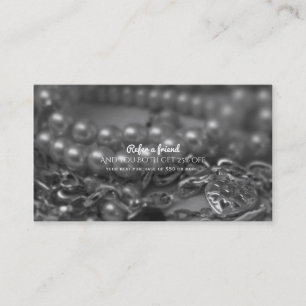 Carte De Référencement Perles Noires & Blanches Vintage Référez un Ami Cl