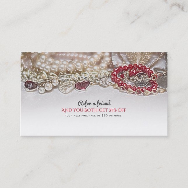 Carte De Référencement Perles & Red Valentine Love Jewels Référer un ami (Devant)
