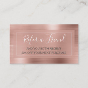 Carte De Référencement Pink & Rose Gold Foil recommander un ami