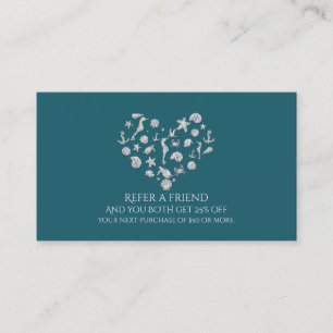 Carte De Référencement Plage Glam Diamant Cœur Élégant Parrainer un ami