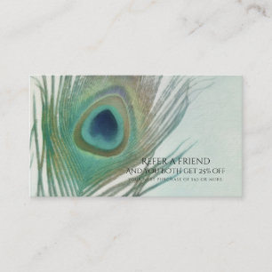 Carte De Référencement Plume de Paon Bohème Aquarelle Référez un Ami