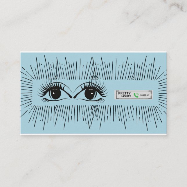 Carte De Référencement Pretty Lashes Moderne Bleu Illustrations D'Yeux Mi (Devant)