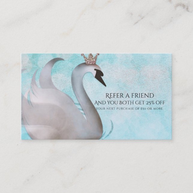 Carte De Référencement Princesse des cygnes Conte de fées Réferer un ami (Devant)