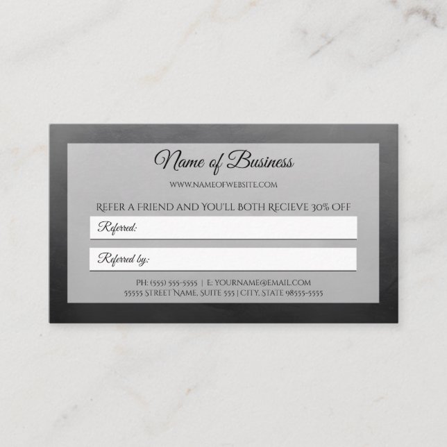Carte De Référencement Professional Simple Black Friend Referend (Devant)