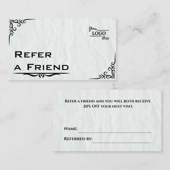 Carte De Référencement Professionnel de la recommandation d'amis pour les (Devant / Derrière)