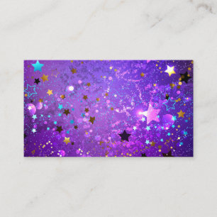 Carte De Référencement Purple foil background with Stars