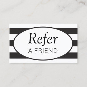 Carte De Référencement Rayures Classiques Noir Réferer un Ami