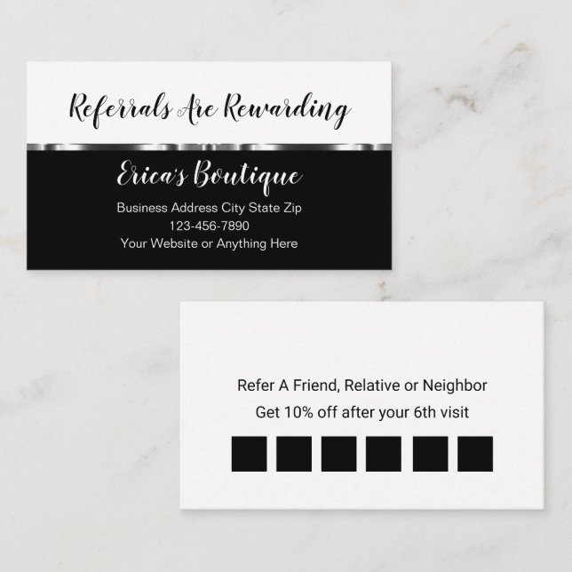 Carte De Référencement Récompenses d'aiguillage des clients professionnel (Devant / Derrière)
