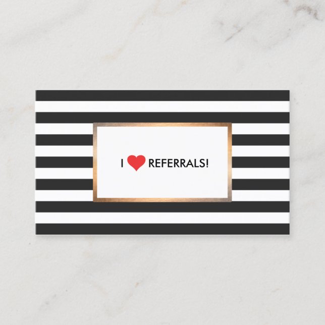 Carte De Référencement Red Heart Black and White Stripes Salon Orientatio (Devant)