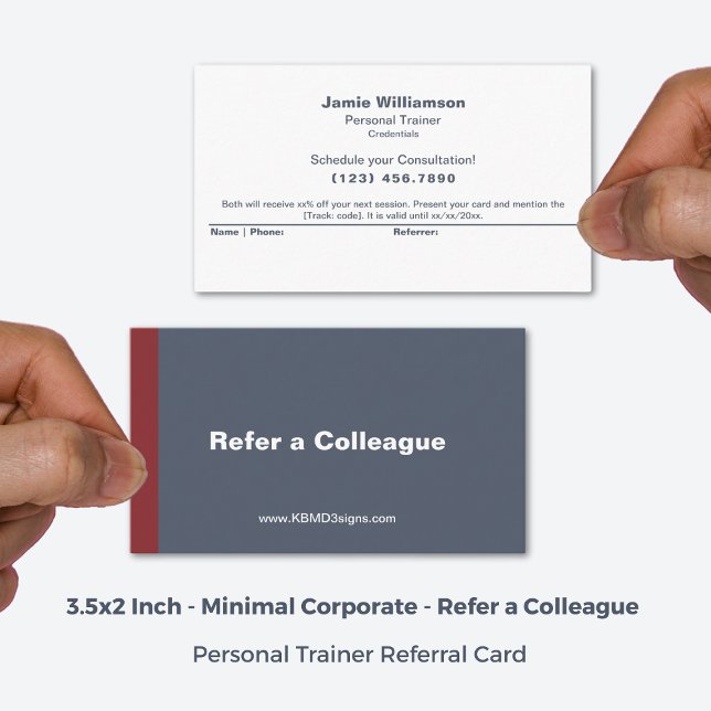 Carte De Référencement Référez au minimum un collègue gris blanc rouge (3.5x2 Inch, Minimal Refer a Colleague Grey White Red Referral Card)