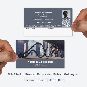 Carte De Référencement Référez-vous à un stagiaire Gray Corporate Persona