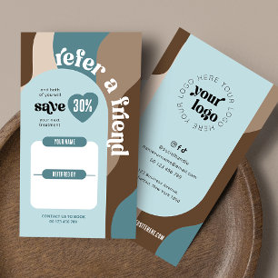 Carte De Référencement Retro Référer un ami Super Logo Salon de beauté