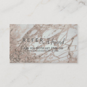 Carte De Référencement Rose Glam Marbre Rose Poudré Or Argent Salon Parra