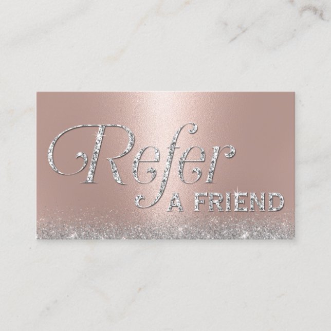 Carte De Référencement Rose Gold Parties scintillant Lux Typographie Salo (Devant)