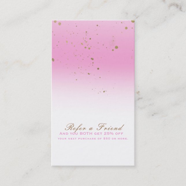 Carte De Référencement Rose & Or Moderne Glam Chic Référer un ami (Devant)